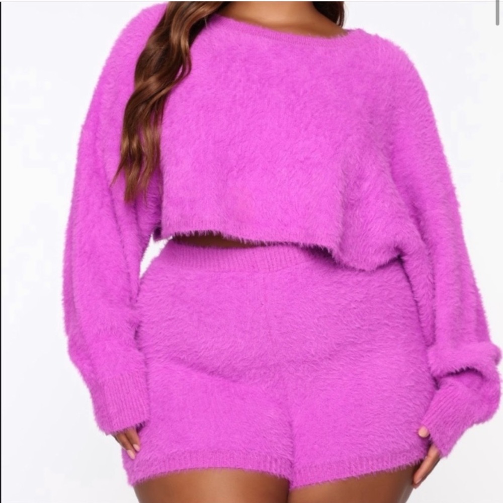 Purple Fuzzy Two Piece Set 3X